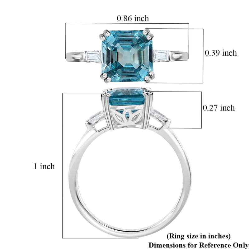 Luxoro 10K White Gold Premium Ratanakiri Blue Zircon and Moissanite Ring (Size 10.0) 4.15 ctw