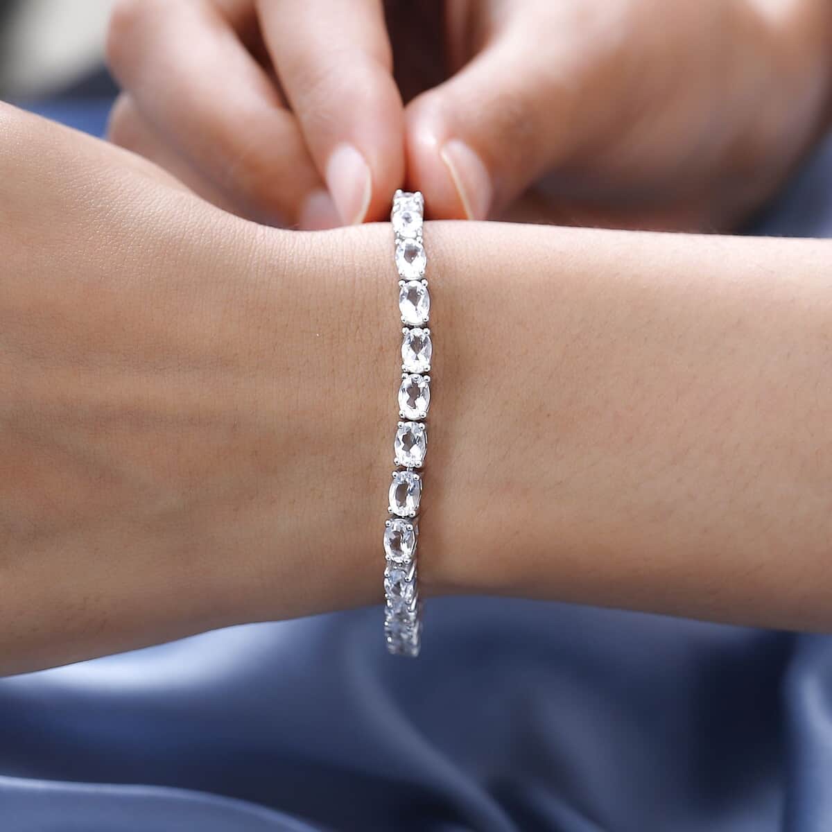 Brazilian Petalite Tennis Bracelet in Platinum Over Sterling Silver (7.25 In) 9.90 ctw image number 2