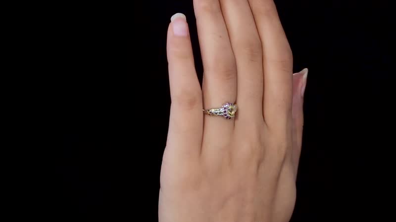 Premium Brazilian Heliodor and Orissa Rhodolite Garnet Ring in Vermeil Yellow Gold and Platinum Over Sterling Silver 0.70 ctw