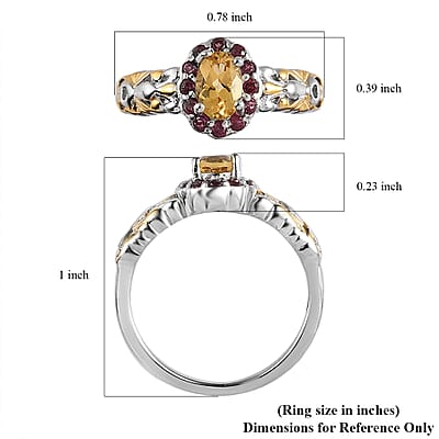 Premium Brazilian Heliodor and Orissa Rhodolite Garnet Ring in Vermeil Yellow Gold and Platinum Over Sterling Silver (Size 5.0) 0.70 ctw