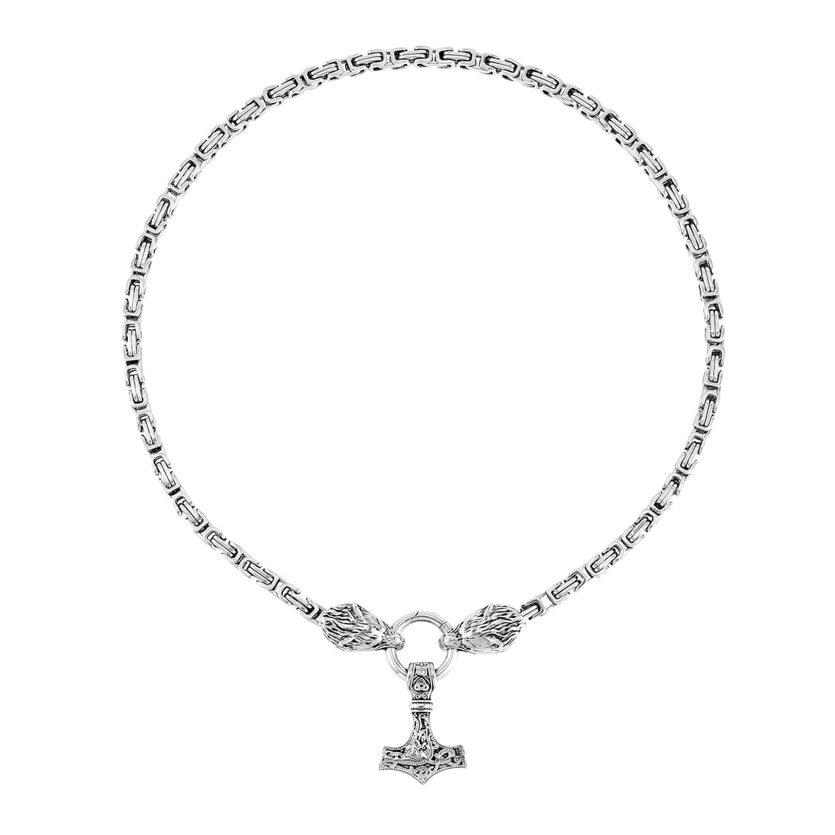 Ever True Wolf and Anchor Interchangeable Pendant with Necklace 24 Inches in Stainless Steel image number 0