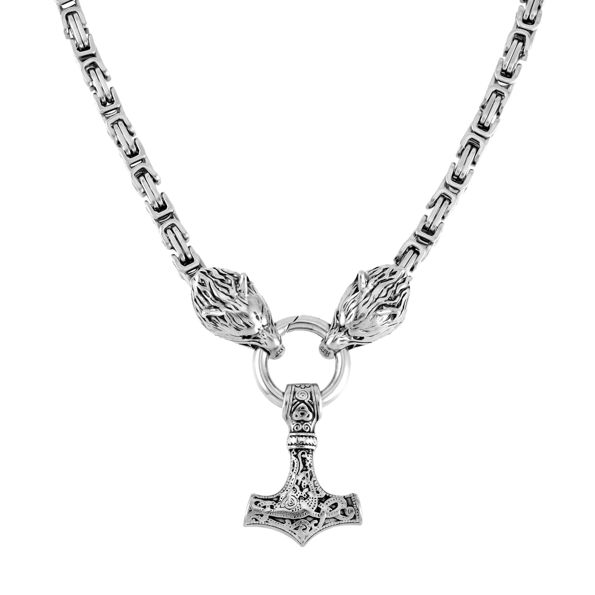 Ever True Wolf and Anchor Interchangeable Pendant with Necklace 24 Inches in Stainless Steel image number 2