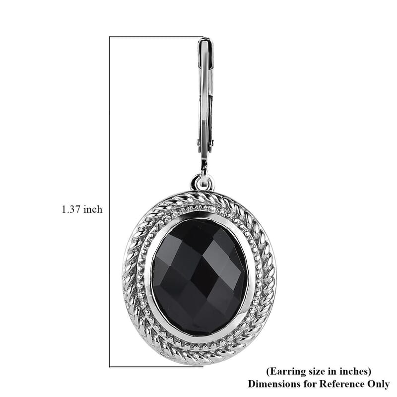 Karis Thai Black Spinel Lever Back Earrings in Platinum Bond 11.40 ctw