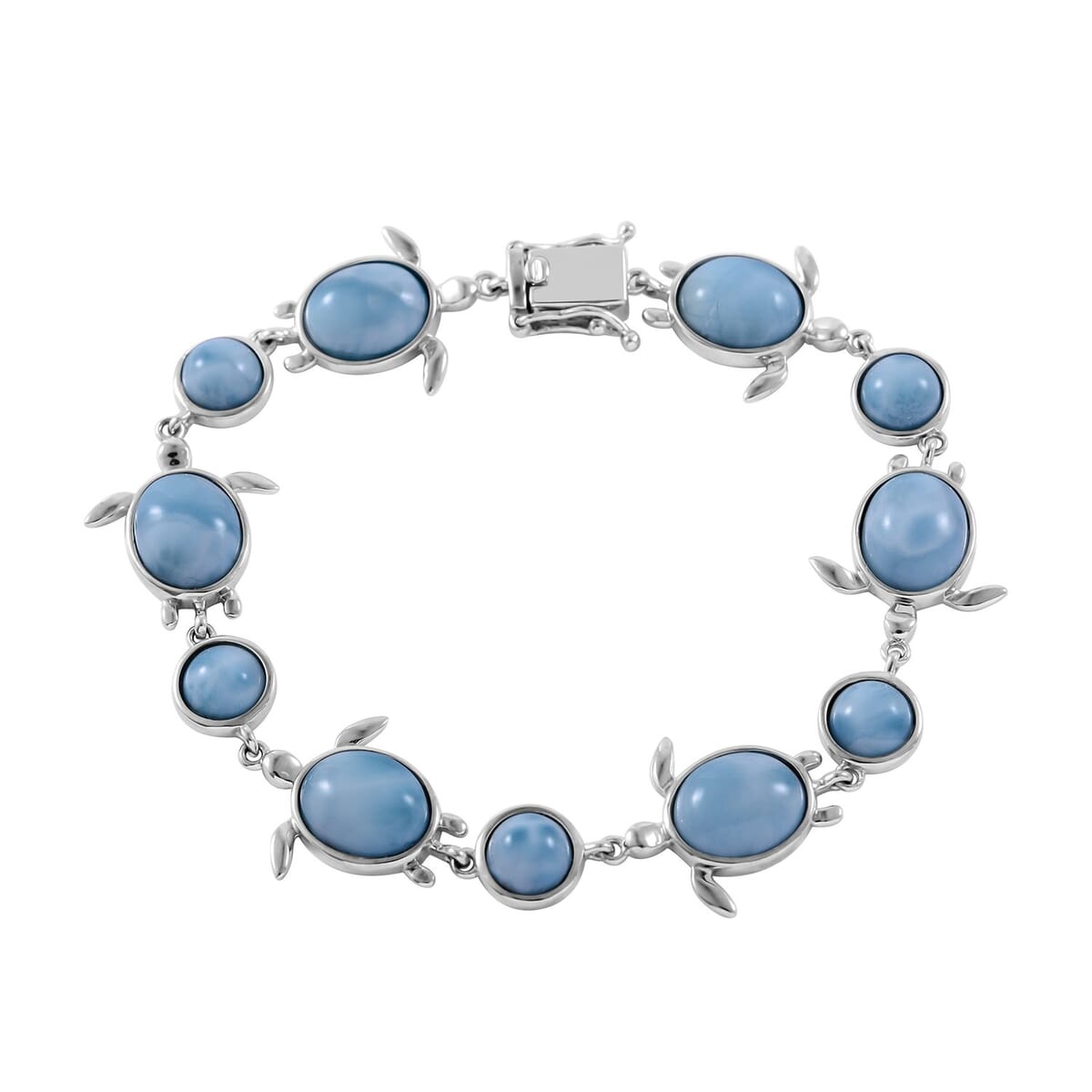 Larimar Turtle Bracelet in Platinum Over Sterling Silver (6.50 In) 27.50 ctw image number 0