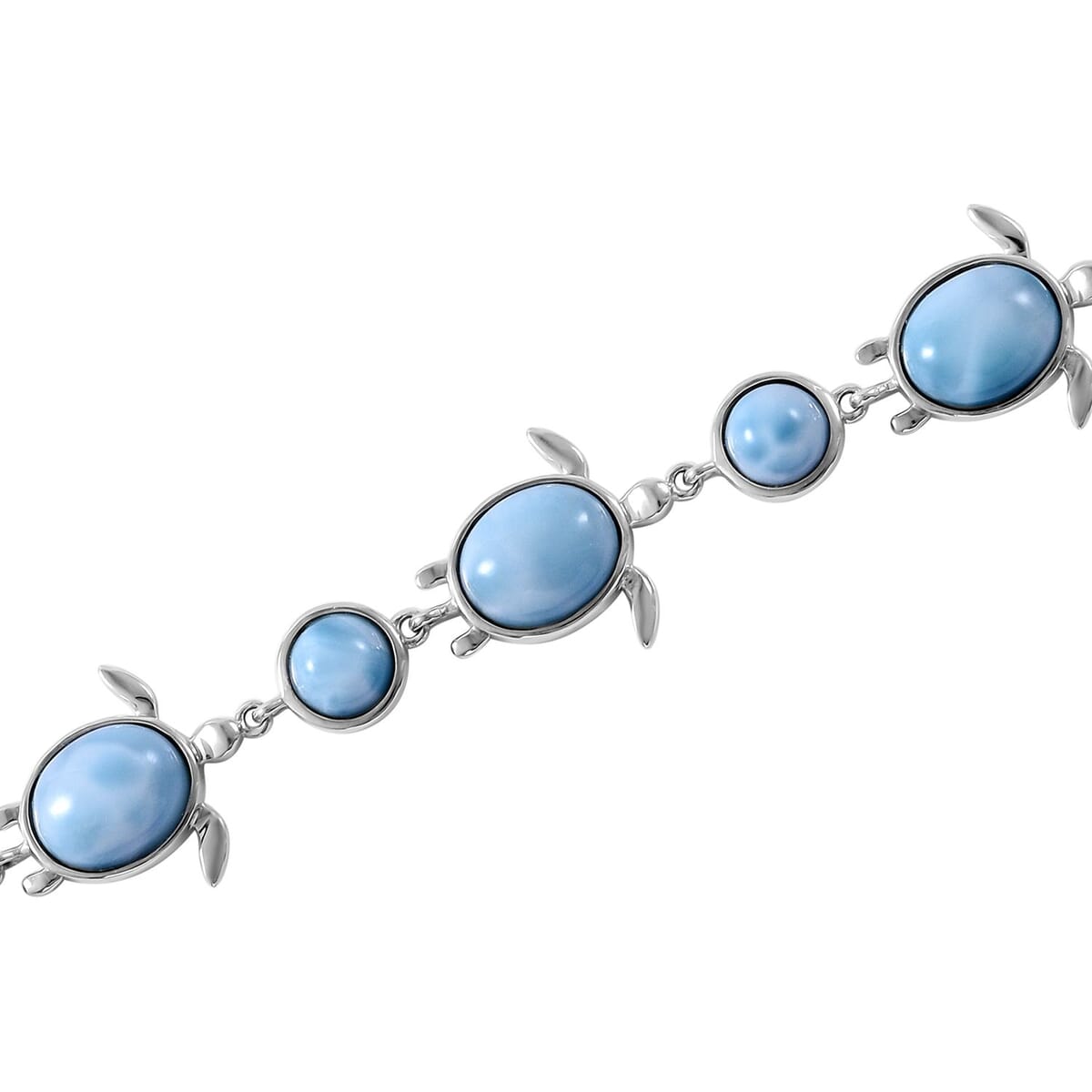 Larimar Turtle Bracelet in Platinum Over Sterling Silver (6.50 In) 27.50 ctw image number 1