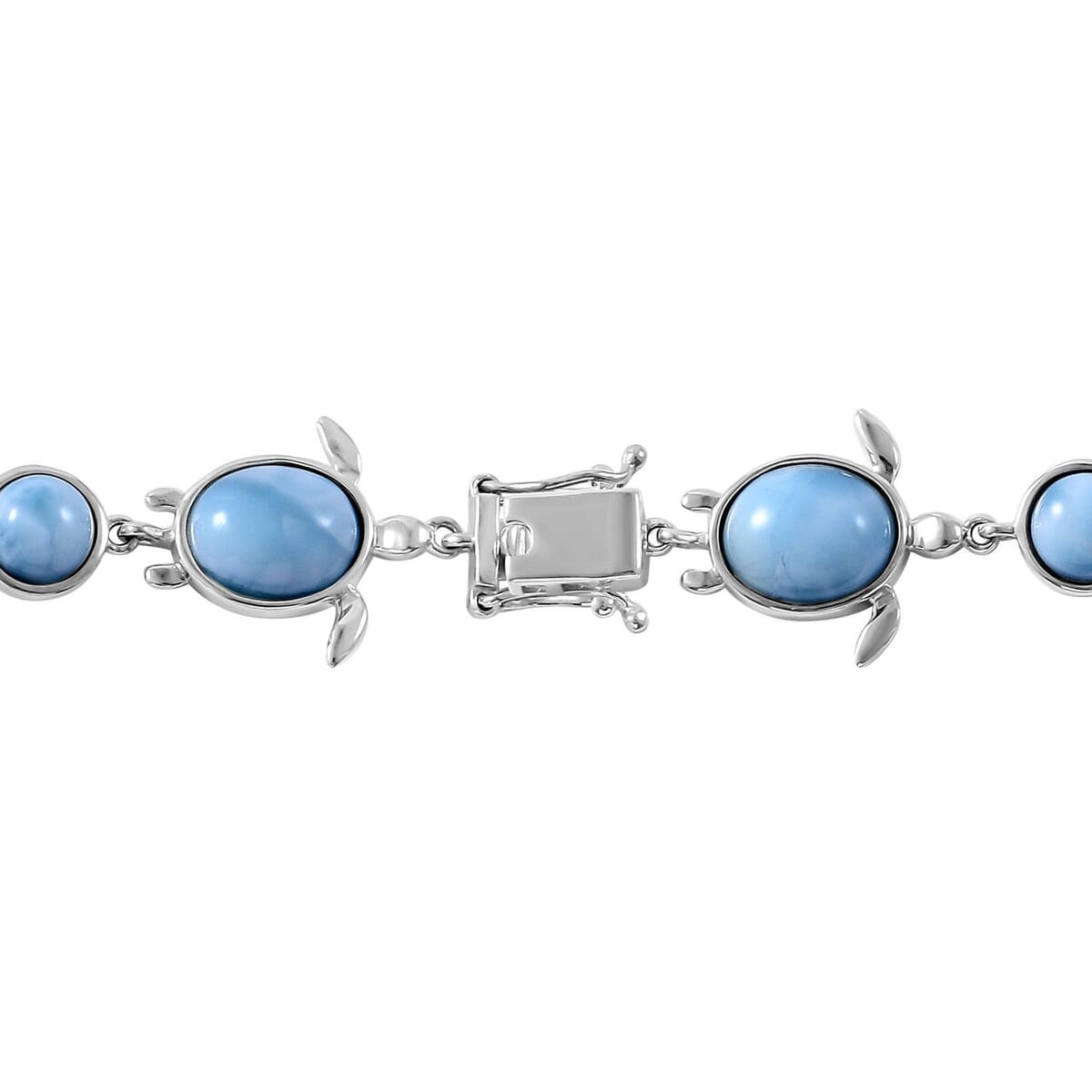 Larimar Turtle Bracelet in Platinum Over Sterling Silver (6.50 In) 27.50 ctw image number 2