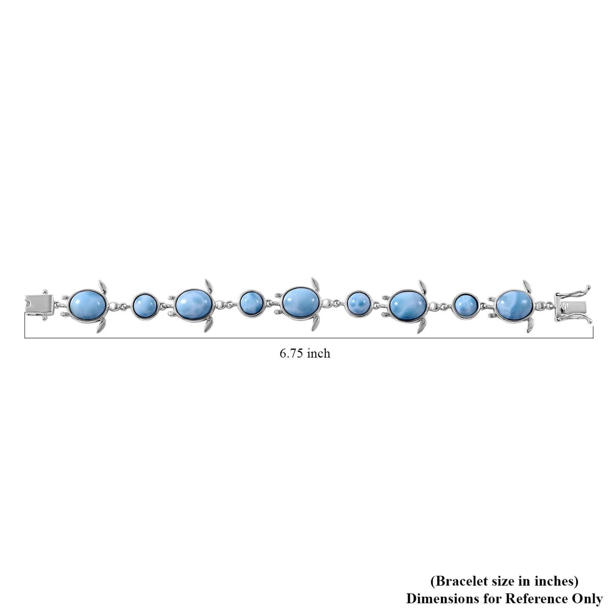 Larimar Turtle Bracelet in Platinum Over Sterling Silver (6.50 In) 27.50 ctw image number 3
