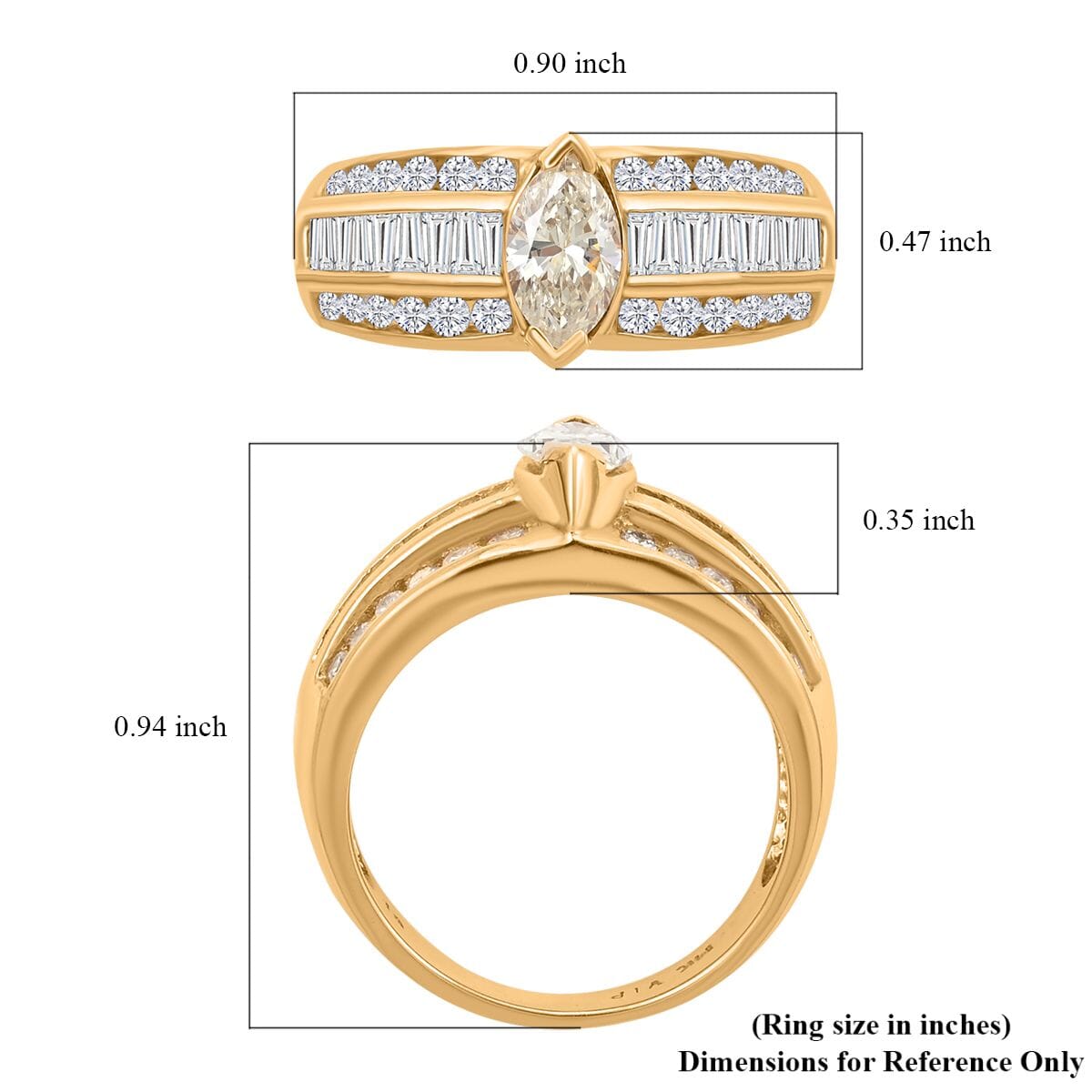 14K Yellow Gold Diamond Ring (Size 7.0) 5.40 Grams 1.50 ctw image number 4