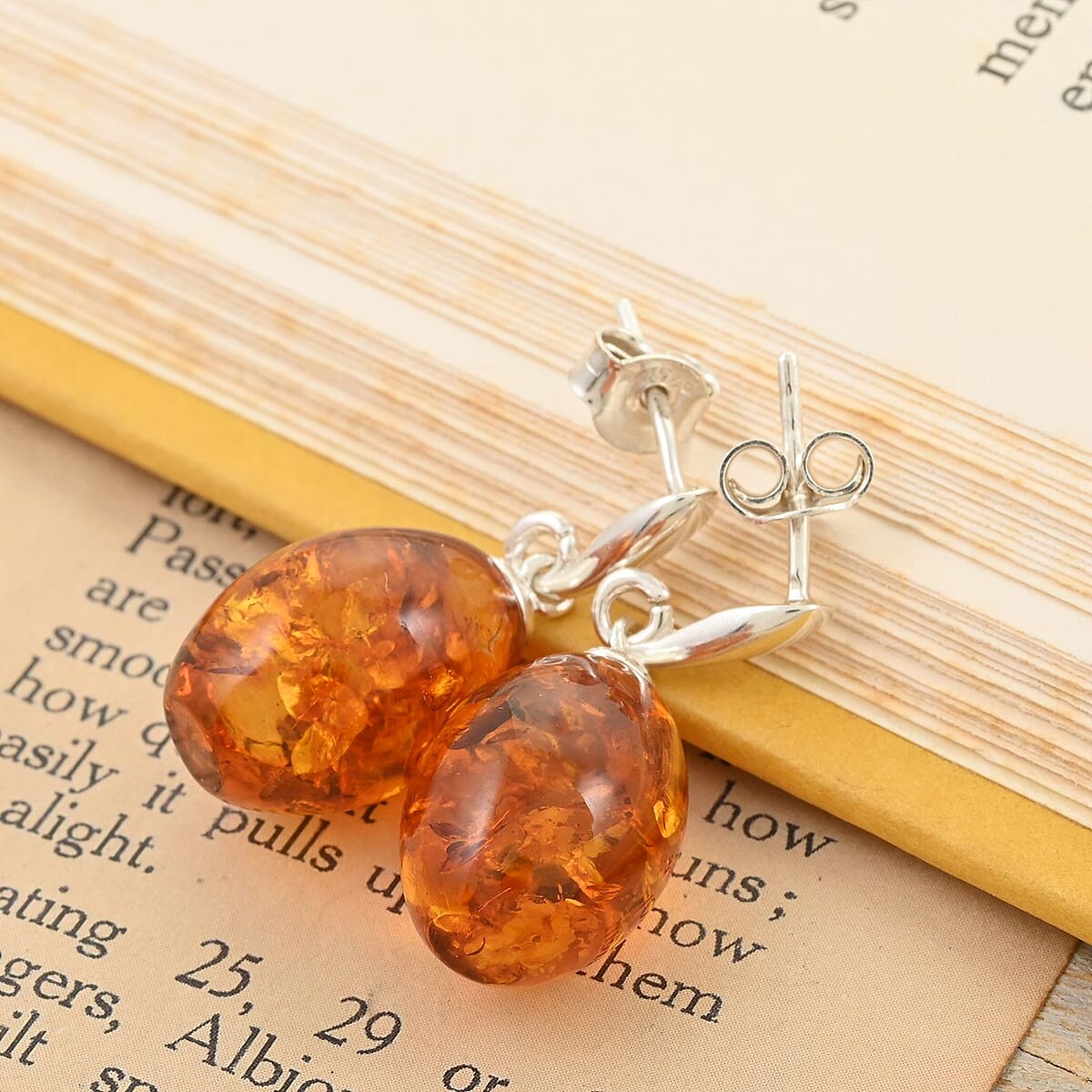 Buy Baltic Amber Drop Earrings in Sterling Silver at ShopLC.