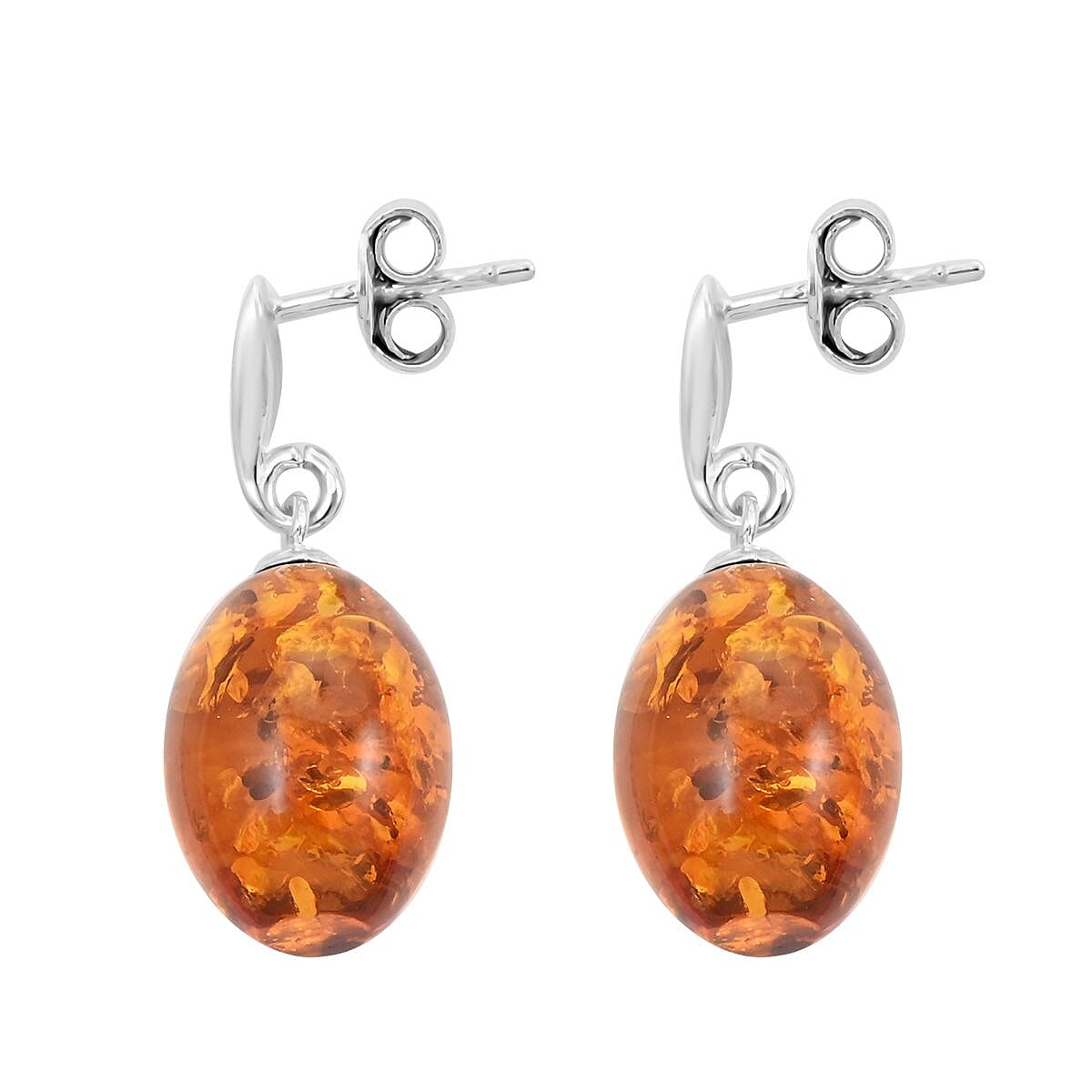 Baltic Amber Drop Earrings in Sterling Silver image number 3