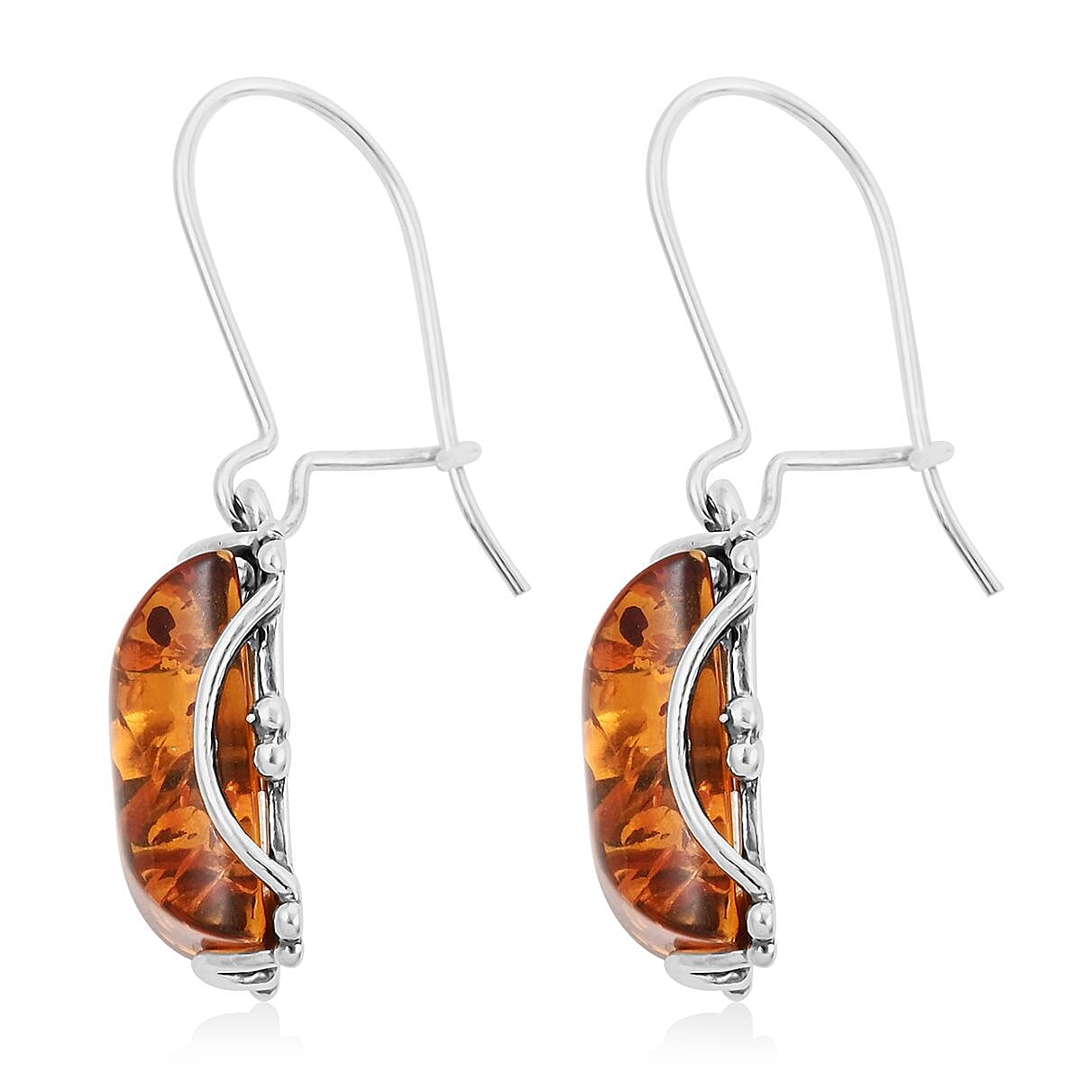 Baltic Amber Dangle Earrings in Sterling Silver image number 3