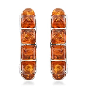 Baltic Amber Hoop Earrings in Sterling Silver