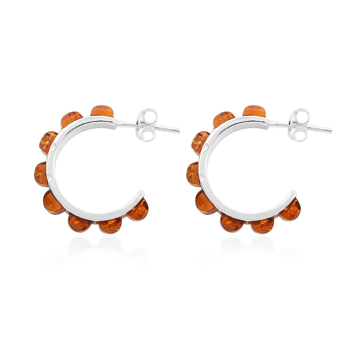 Baltic Amber Hoop Earrings in Sterling Silver image number 3
