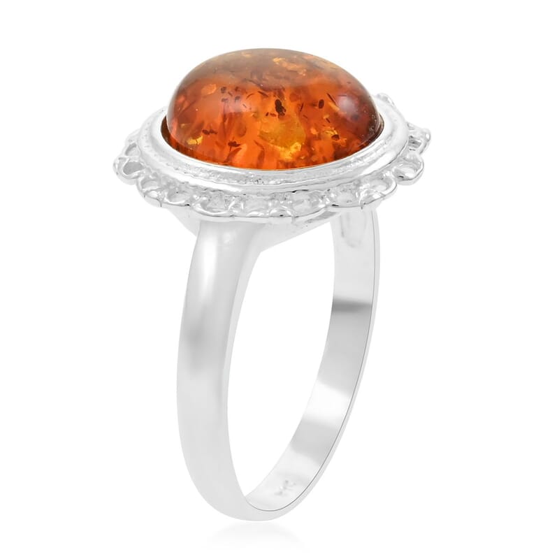 Baltic Amber Ring in Sterling Silver (Size 5.0)