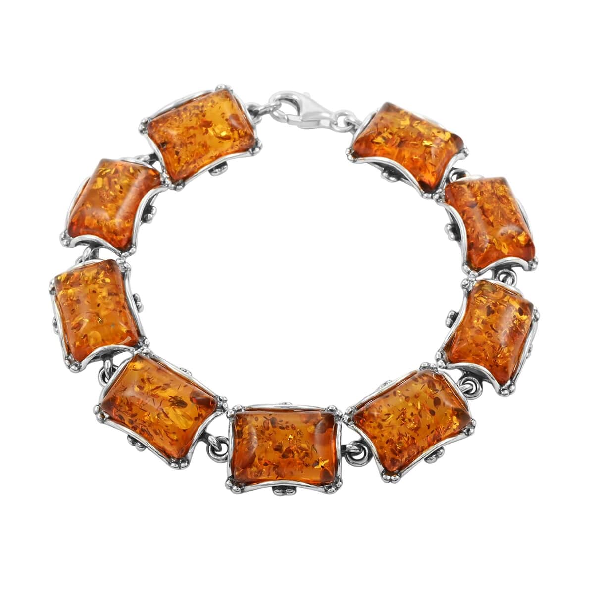 Baltic Amber Bracelet in Sterling Silver (7.00 In) image number 0