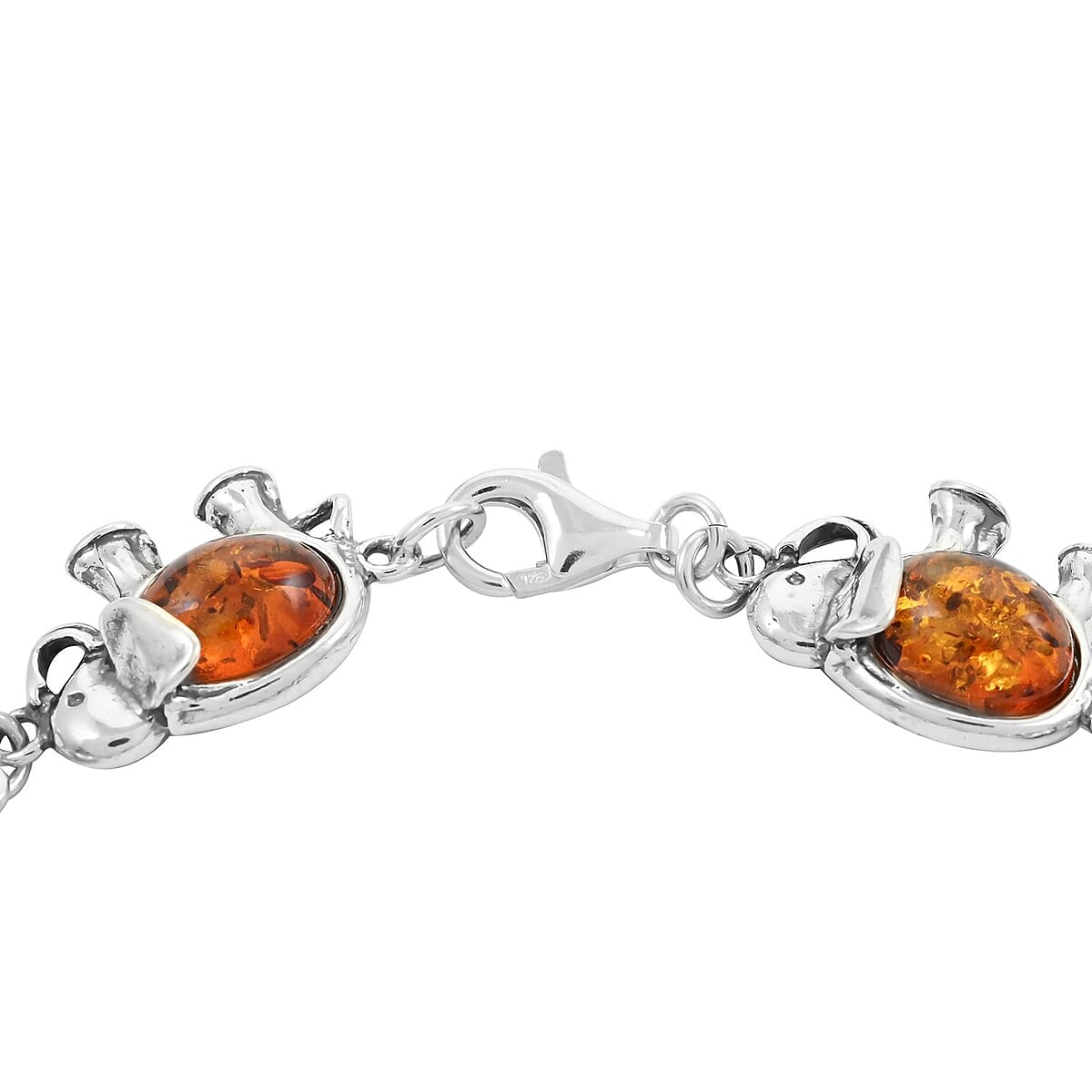 Baltic Amber Elephant Link Bracelet in Sterling Silver (7.50 In) image number 3