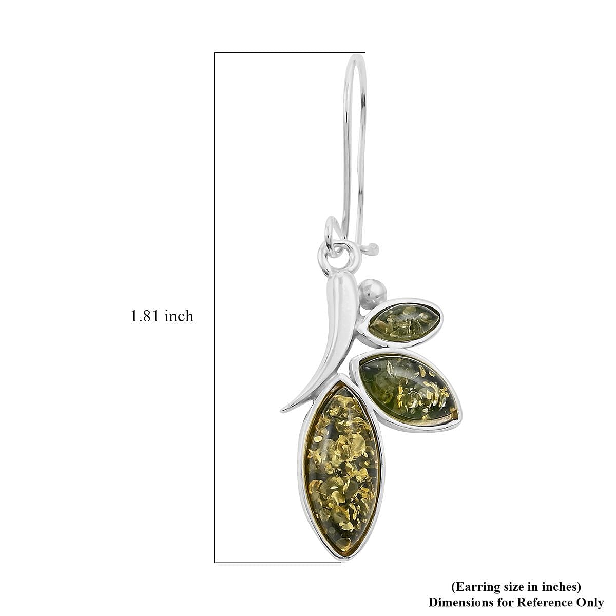 Mayan Green Amber Earrings in Sterling Silver image number 4