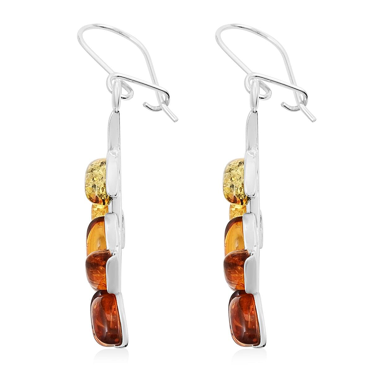 Multi Colored Amber Flower Earrings in Sterling Silver