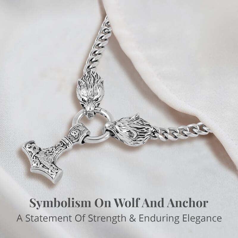 EverTrue Wolf and Anchor Interchangeable Pendant with Miami Cuban Necklace 24 Inches in Stainless Steel