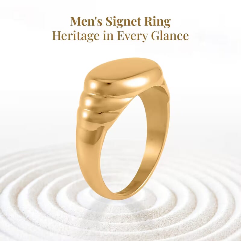 Men's Signet Ring in ION Plated YG Stainless Steel (Size 12.0)
