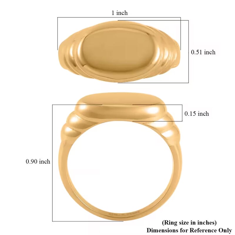 Men's Signet Ring in ION Plated YG Stainless Steel (Size 12.0)