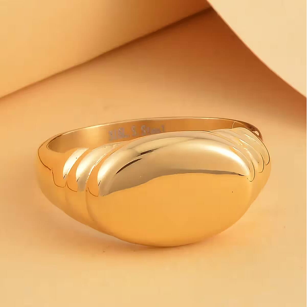 Men's Signet Ring in ION Plated YG Stainless Steel (Size 13.0) image number 1