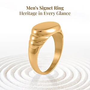 Men's Signet Ring in ION Plated YG Stainless Steel (Size 13.0)