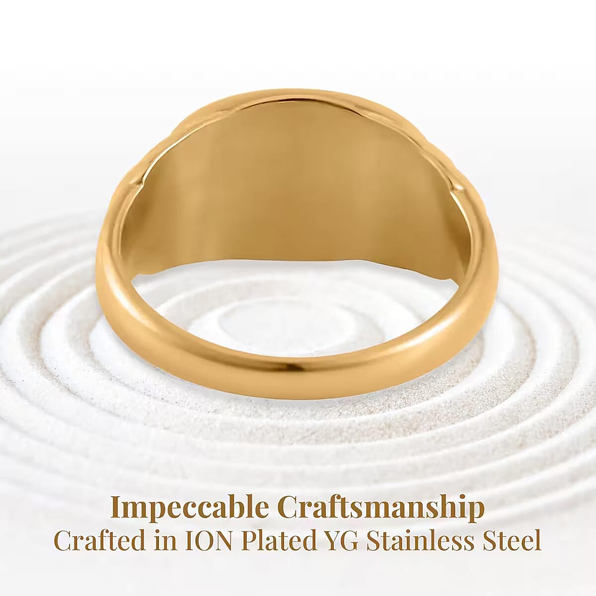 Men's Signet Ring in ION Plated YG Stainless Steel (Size 13.0) image number 3