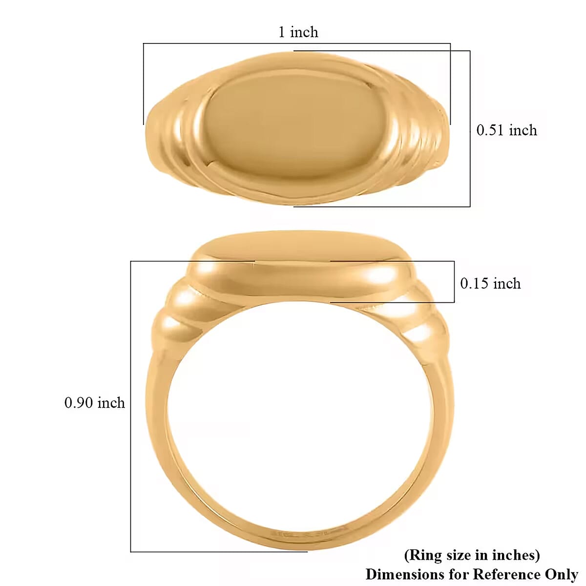 Men's Signet Ring in ION Plated YG Stainless Steel (Size 13.0) image number 6