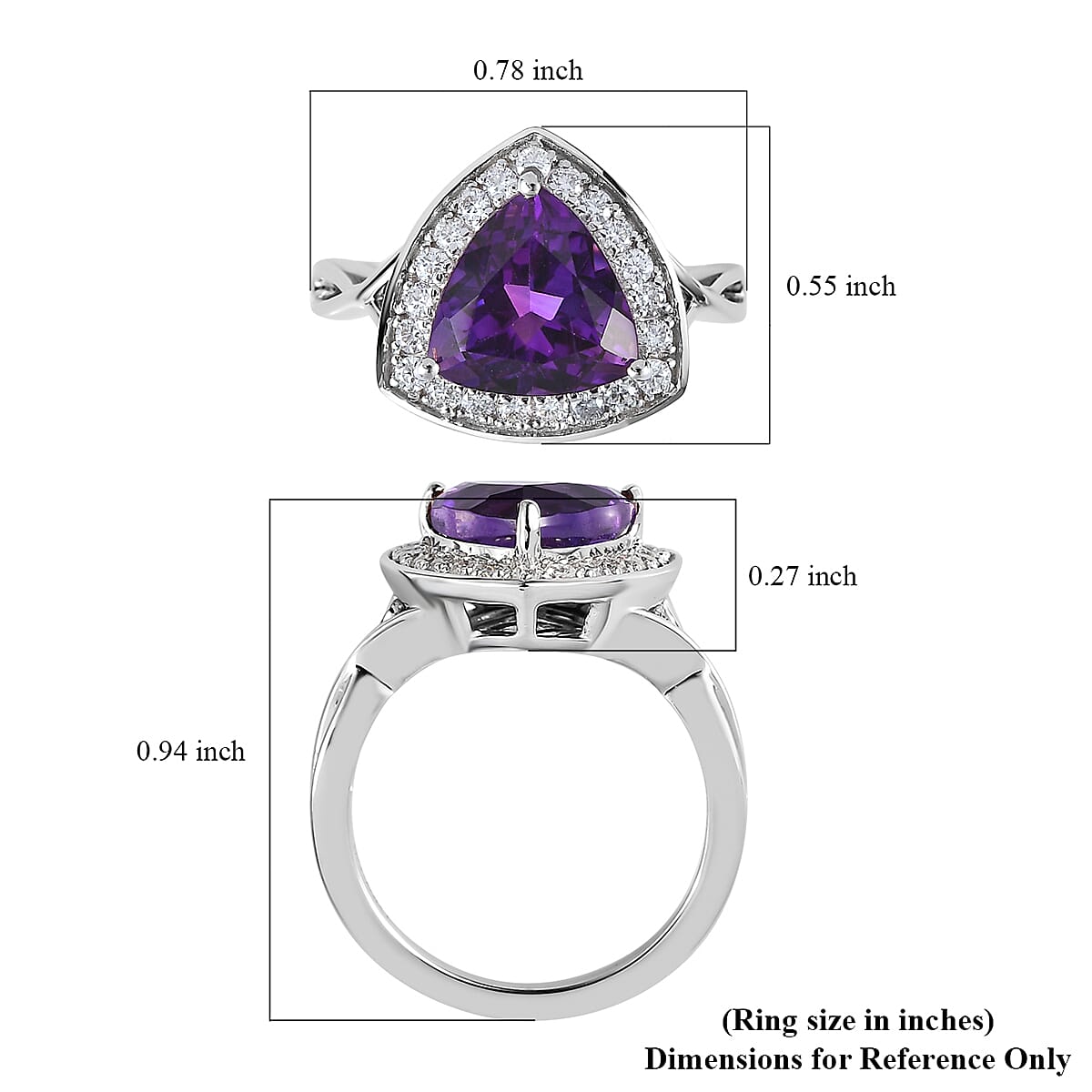 AAA Moroccan Amethyst and Moissanite Halo Ring in Platinum Over Sterling Silver (Size 9.0) 2.75 ctw image number 5