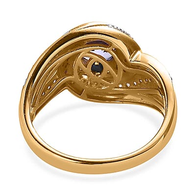 GP Celestial Dream Collection Tanzanite and Moissanite Ring in Vermeil Yellow Gold Over Sterling Silver (Size 10.0) 1.60 ctw