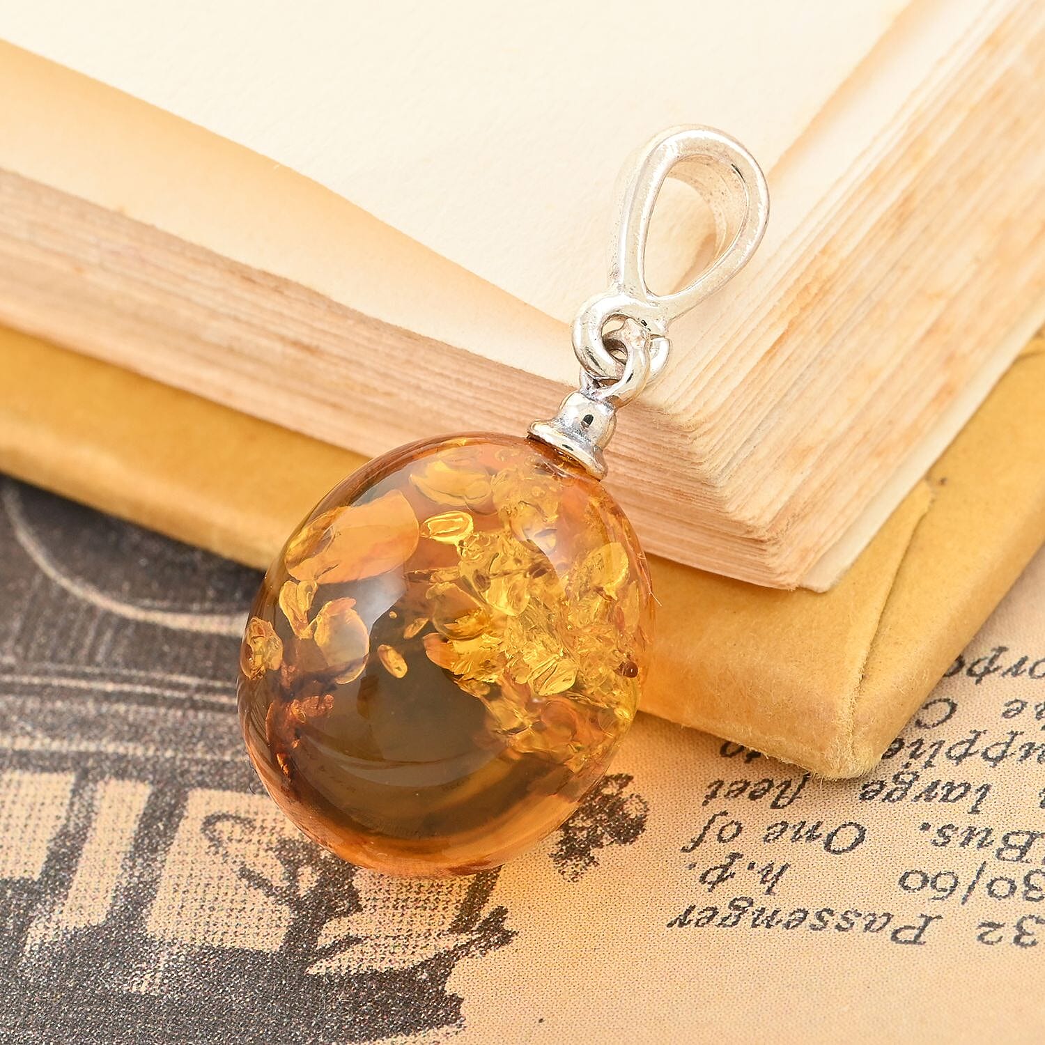 Baltic Amber Pendant in Sterling Silver