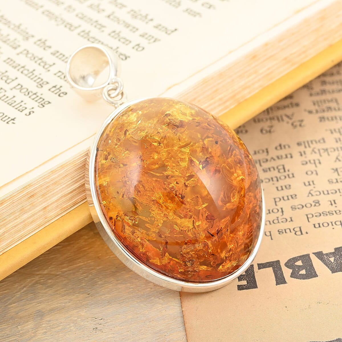 Baltic Amber Pendant in Sterling Silver image number 1