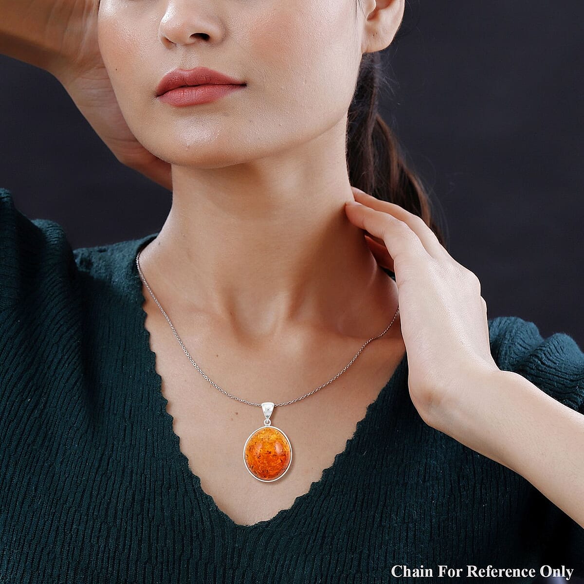 Baltic Amber Pendant in Sterling Silver image number 2