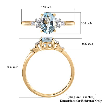 Luxoro 10K Yellow Gold Premium Santa Maria Aquamarine and Diamond Ring (Size 10.0) 1.25 ctw
