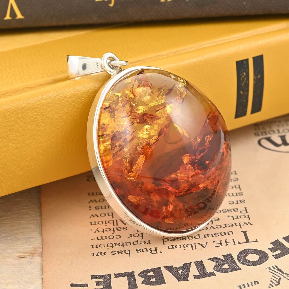 Baltic Amber Pendant in Sterling Silver image number 1