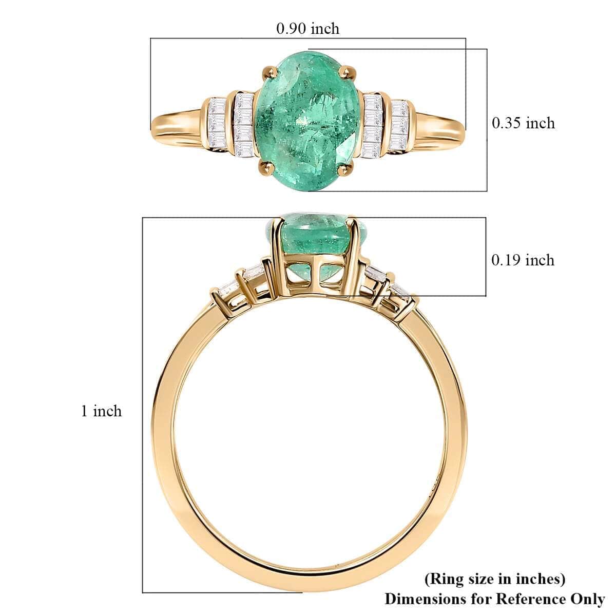 Luxoro 10K Yellow Gold Premium Boyaca Colombian Emerald and G-H I2 Diamond Ring (Size 8.0) 1.30 ctw image number 5