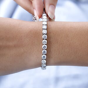 Doorbuster D'Joy Moissanite 14.60 ctw Classic Tennis Bracelet in Rhodium Over Sterling Silver (7.25 In)
