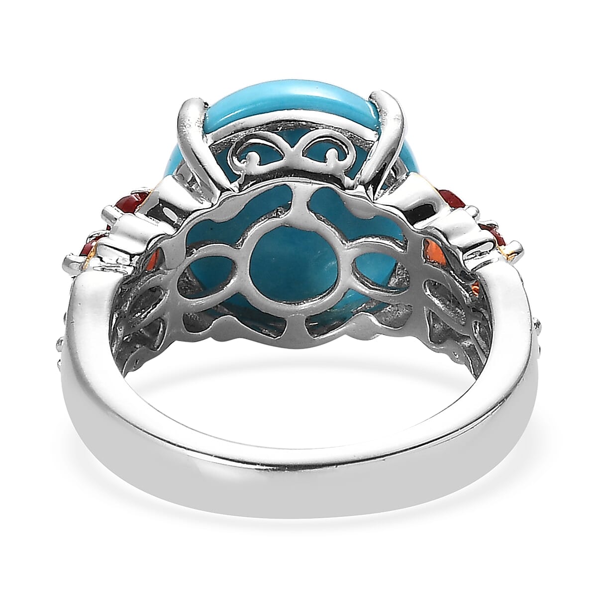 Premium Sleeping Beauty Turquoise and Multi Gemstone Ring in Vermeil YG and Platinum Over Sterling Silver (Size 10.0) 6.50 ctw