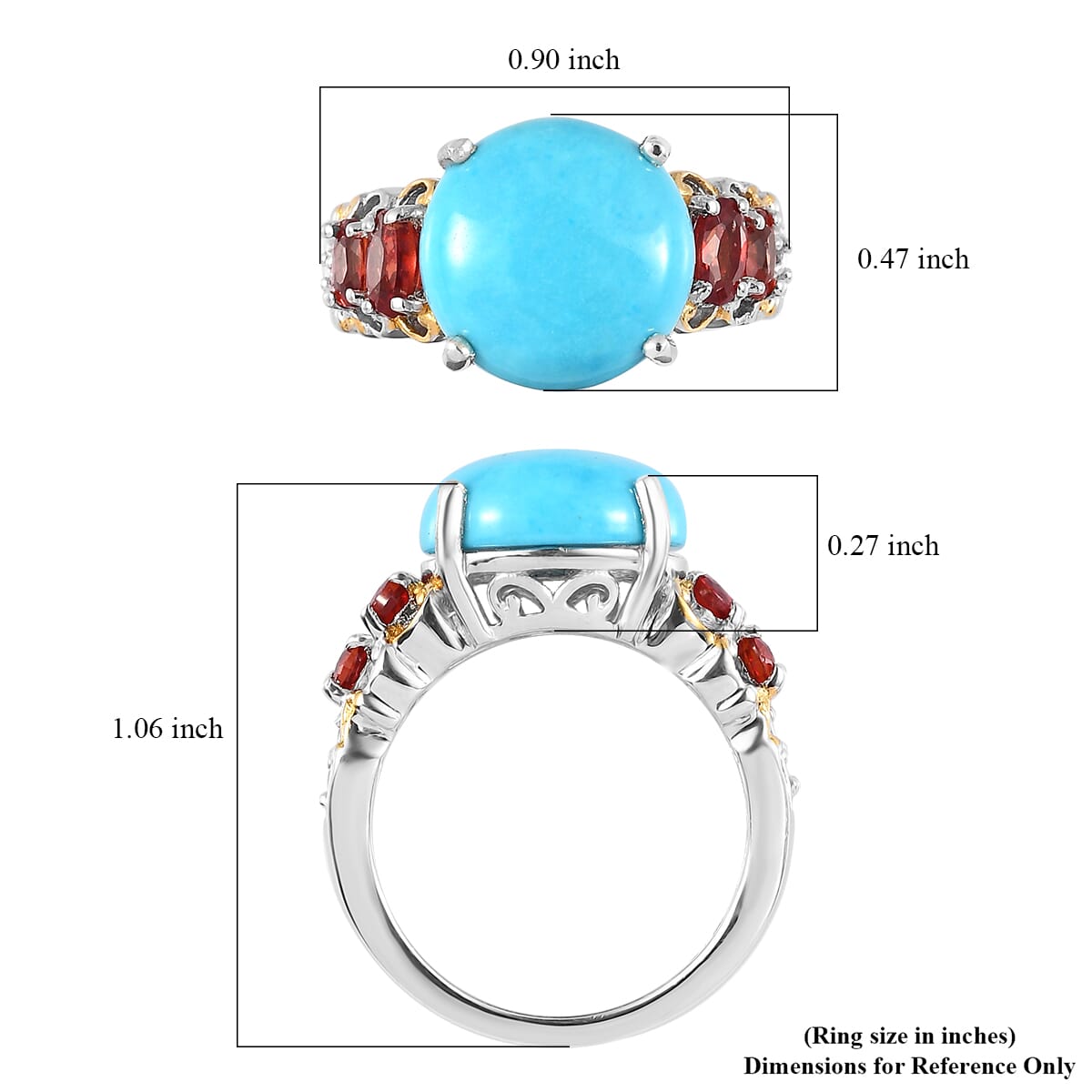 Premium Sleeping Beauty Turquoise and Multi Gemstone Ring in Vermeil YG and Platinum Over Sterling Silver 6.50 ctw image number 5