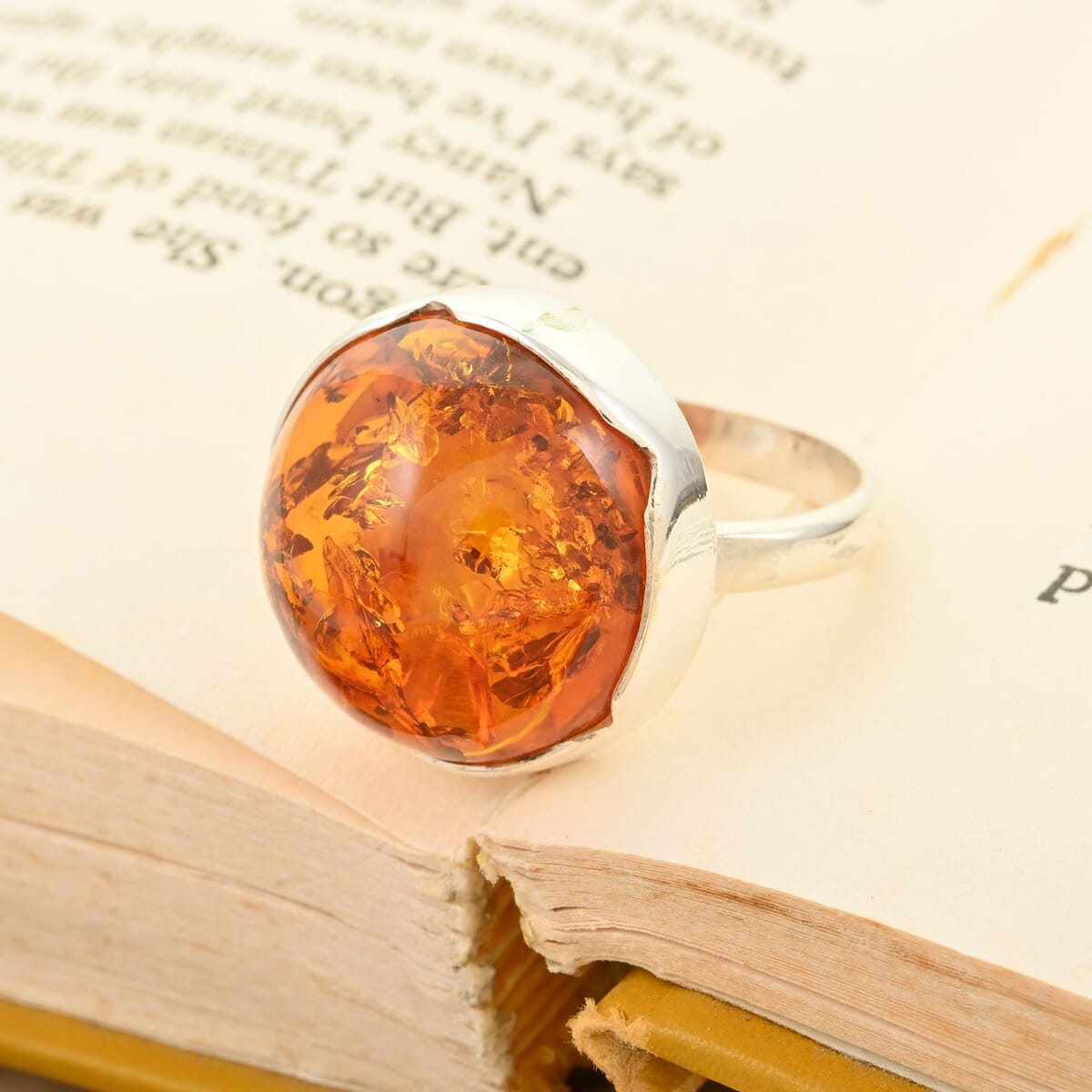 Baltic Amber Ring in Sterling Silver image number 1