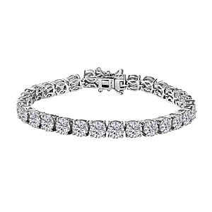 Doorbuster D'Joy Moissanite 12.20 ctw Classic Tennis Bracelet in Rhodium Over Sterling Silver (6.50 In)