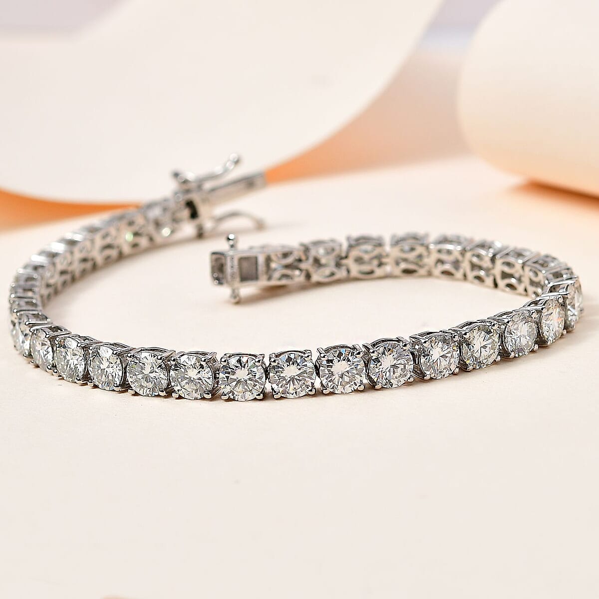 Doorbuster D'Joy Moissanite 12.20 ctw Classic Tennis Bracelet in Rhodium Over Sterling Silver (6.50 In) image number 1