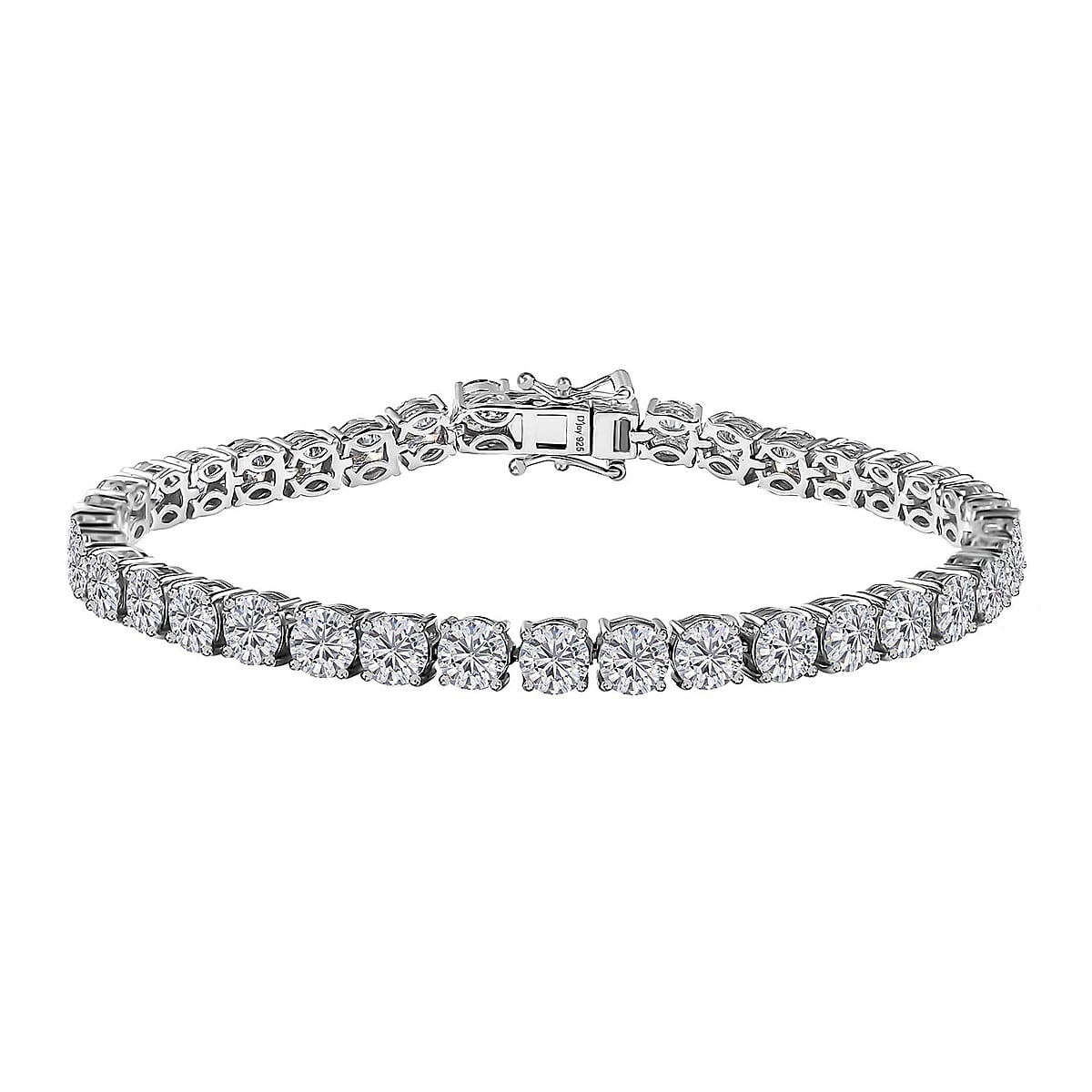  D'Joy Moissanite 15.15 ctw Classic Tennis Bracelet in Rhodium Over Sterling Silver (8.00 In) image number 0