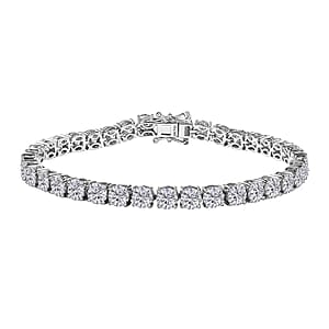  D'Joy Moissanite 15.15 ctw Classic Tennis Bracelet in Rhodium Over Sterling Silver (8.00 In)