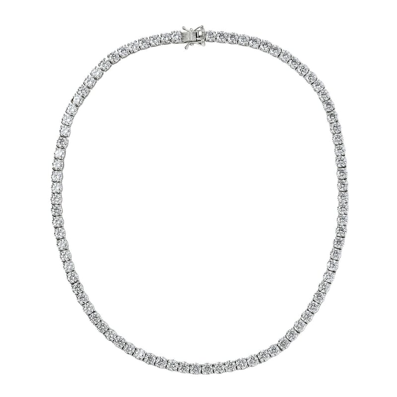 D'Joy Moissanite Tennis Necklace 18 Inches in Platinum Over Sterling Silver 36.35 ctw