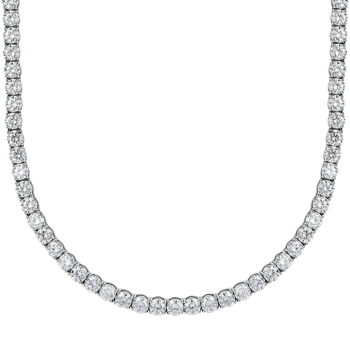 Moissanite Tennis Necklace 18 Inches in Platinum Over Sterling Silver 36.35 ctw image number 3