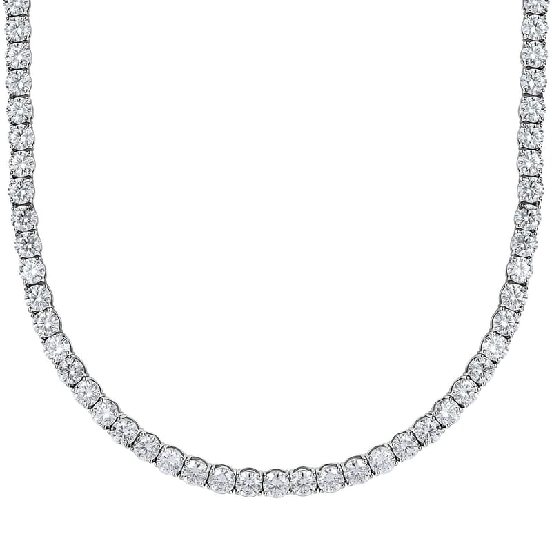 D'Joy Moissanite Tennis Necklace 18 Inches in Platinum Over Sterling Silver 36.35 ctw