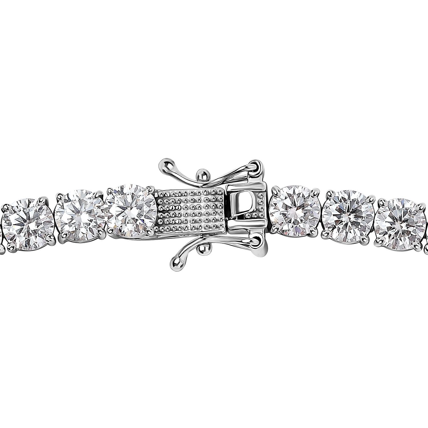 D'Joy Moissanite Tennis Necklace 18 Inches in Platinum Over Sterling Silver 36.35 ctw