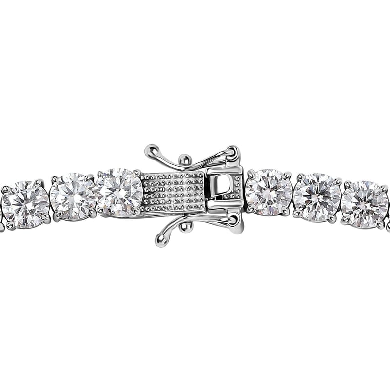 D'Joy Moissanite Tennis Necklace 18 Inches in Platinum Over Sterling Silver 36.35 ctw